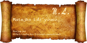 Matejko Líviusz névjegykártya